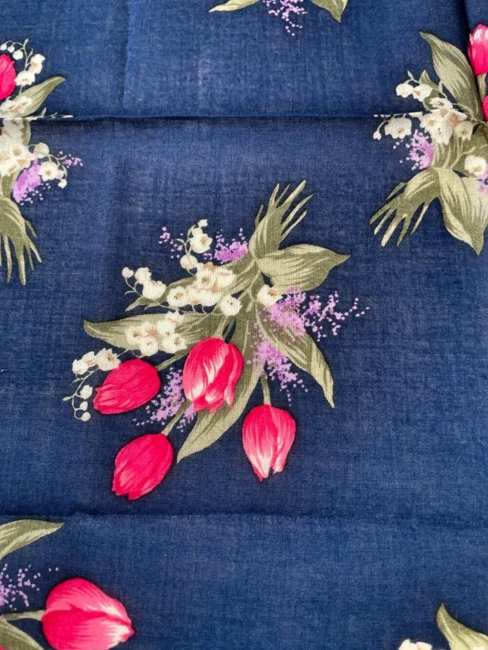 Vintage Christian Dior Floral Cotton Scarf Tulip Print